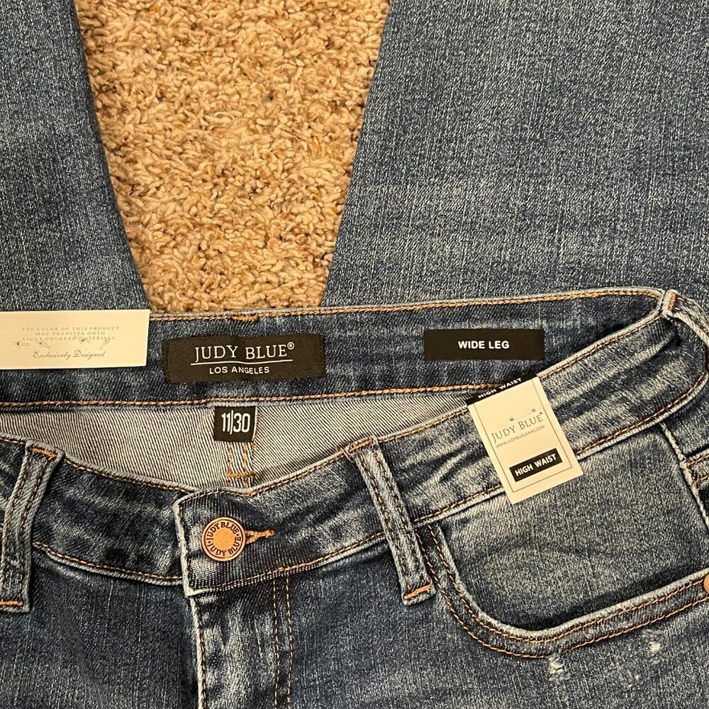 Judy Blue NWT High Waist Wide Leg Denim Jeans - Size 11/30 - Style JB88592 - Picture 4 of 5